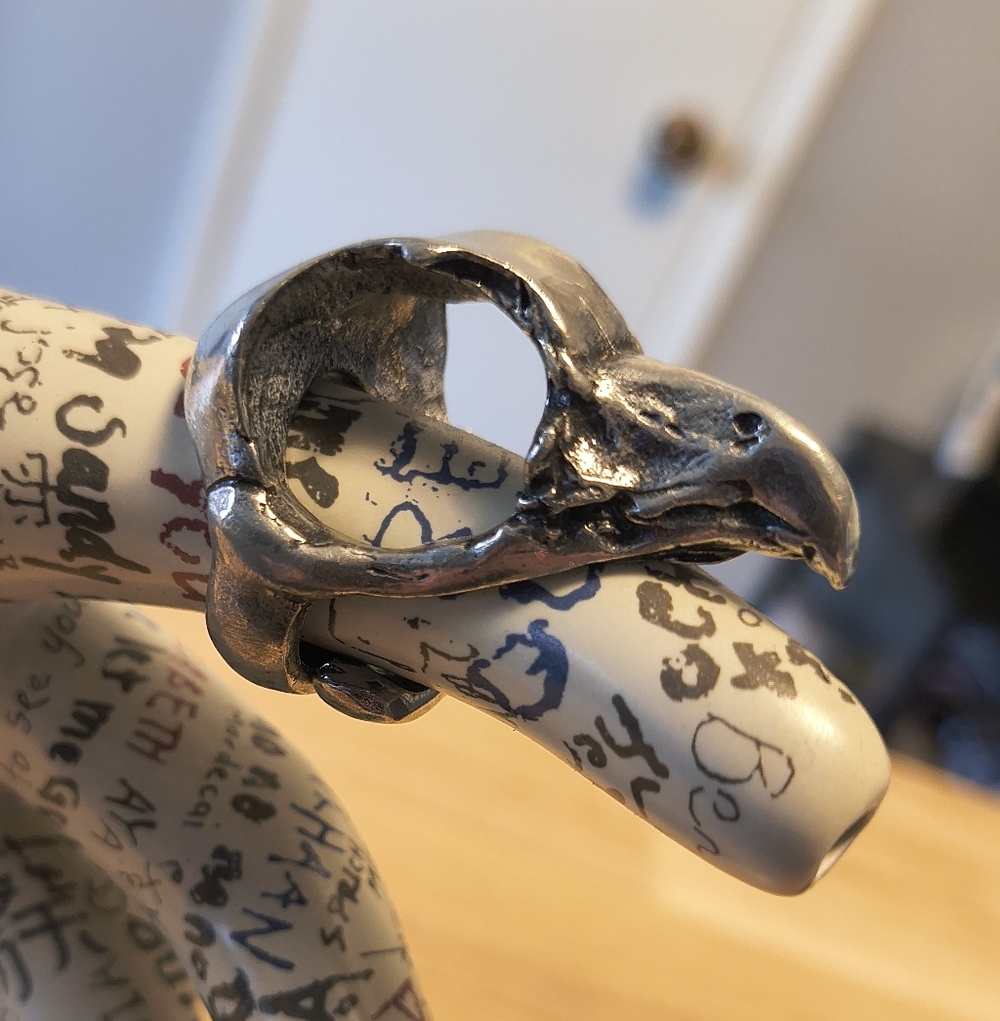 Martha Rotten Bird Skull Pewter Ring